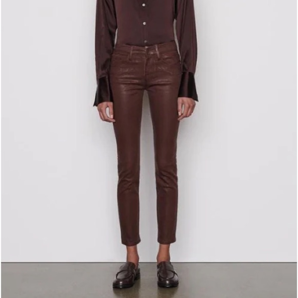 Frame Le Skinny De Jeanne leather pants size 27 in burgundy